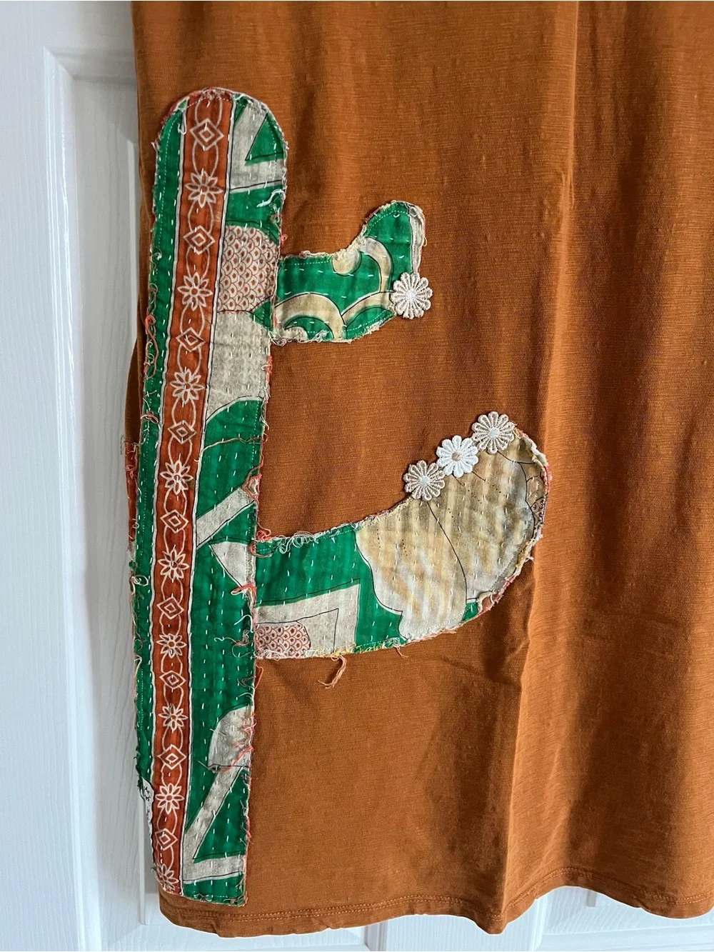 Upcycled JACKIE ORIGINALS Kantha cactus t shirt dress M L
